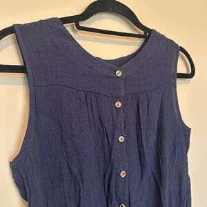 PerSeption Concept Button-Down Navy Blouse